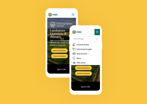 Image of mobile devices displaying the FERC site